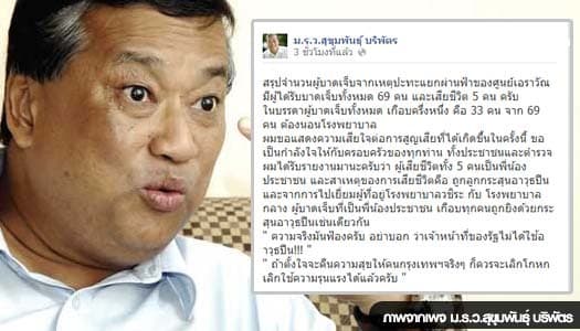 'สุขุมพันธุ์' ปรี๊ด! ซัดรัฐบาลเลิกโกหก ไม่ใช้อาวุธ คืนความสุขให้คนกรุง