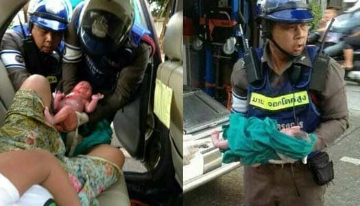 นาทีชีวิต! ตร.จราจรทำคลอดสาวท้องแก่บนแท็กซี่ ไทยมุงลุ้นตัวโก่ง