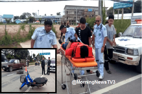  18 ล้อขับโหด จนยางอะไหล่กระเด็นกระแทกรถ จยย.ไปรษณีย์แม่สอดล้มคว่ำหวิดดับ