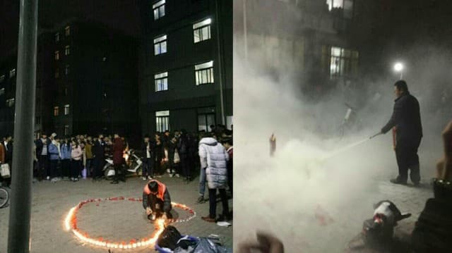 หนุ่มจีนบรรจงเรียงเทียนรูปหัวใจ หวังเซอร์ไพรส์แฟนสาว สุดเฟล! ยามใช้ถังดับเพลิงฉีดดับในพริบตาเดียว