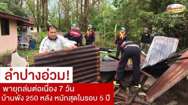 ลำปางอ่วม! พายุถล่มต่อเนื่อง 7 วัน บ้านพัง 250 หลัง หนักสุดในรอบ 5 ปี