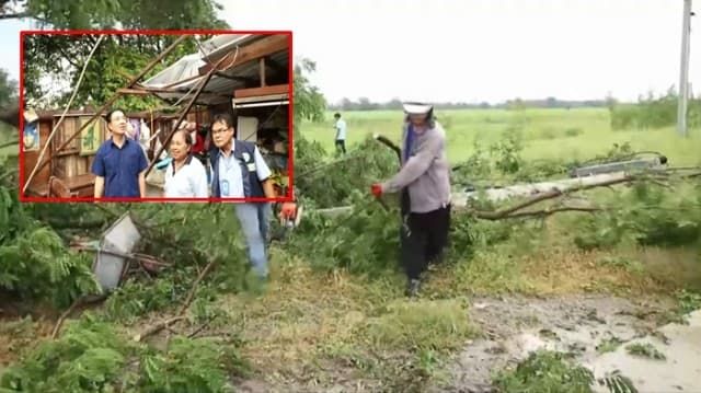 พายุฝนกระหน่ำ อ.ชัยบาดาล เสาไฟฟ้าหักโค่นกว่า 20 ต้น บ้าน ปชช. เสียหายเกือบ 70 หลัง