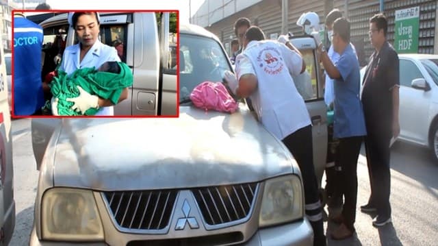 รถติดหนัก! สาวไปโรงพยาบาลไม่ทันคลอดลูกบนรถ ปลอดภัยทั้งแม่ทั้งลูก