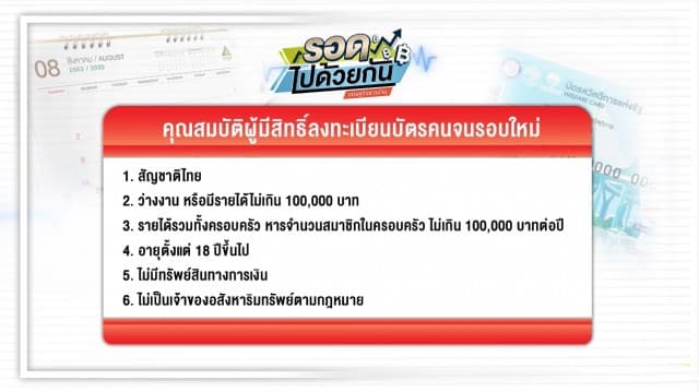 "บัตรคนจน" ลงทะเบียนรอบใหม่ เมื่อไหร่ เช็ควันเงินเข้า เดือน ส.ค.