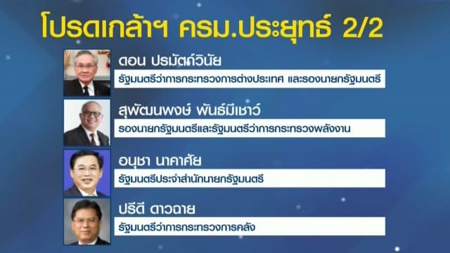 โปรดเกล้า ครม.ประยุทธ์ 2/2 'ดอน' ควบรองนายกฯ 'สุชาติ-นฤมล' นั่งแรงงาน