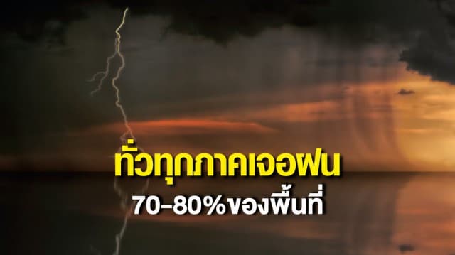 กรมอุตุฯ เตือนทั่วไทยรับมือร่องมรุสมพาดผ่าน ส่งผลทุกภาคเจอฝน 70-80% ของพื้นที่