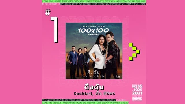 Cocktail x ตั๊ก ศิริพร พา ‘ดึงดัน’ คว้าอันดับ 1 เพลงฮิตที่สุดแห่งปี ใน ‘Thailand Top 100 by JOOX 2021 The Show Must Go ROOMS’