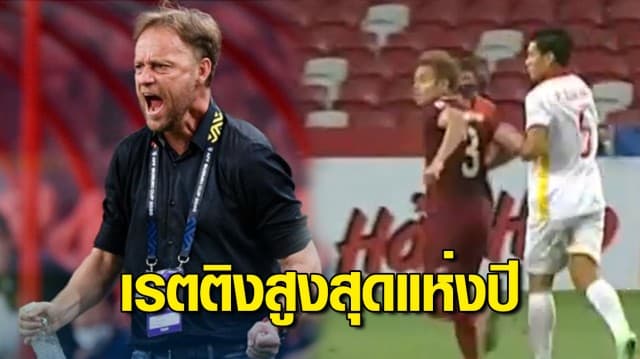 เผยเรตติง บอลคู่ไทยพบเวียดนาม ศึก เอเอฟเอฟ ซูซูกิคัพ 2020 ครองแชมป์คนดูสูงสุดแห่งปี