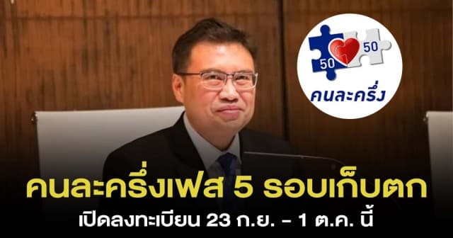 ตั้งตารอ ! คลังเตรียมเปิดลงทะเบียน คนละครึ่งเฟส 5 รอบเก็บตก เริ่ม 23 ก.ย. นี้