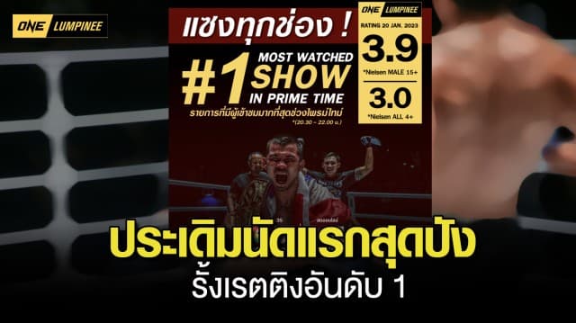 ONE ลุมพินี ประเดิมนัดแรกสุดปัง รั้งเรตติงอันดับ 1 แซงทุกช่องช่วงไพรม์ไทม์