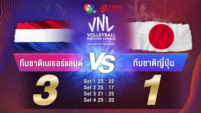 ผลคะแนน วอลเลย์บอลเนชันส์ลีก 2023 เนเธอร์แลนด์ พบ ญี่ปุ่น | 30 มิ.ย. 66 |