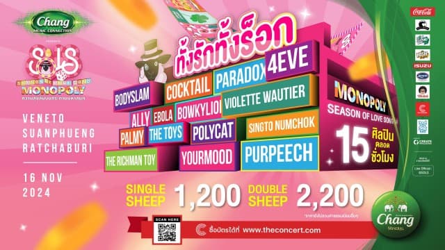 BODYSLAM , COCKTAIL , PLAMY , TheTOYS , 4EVE นำทีม Chang Music Connection presents Season of Love Song ครั้งที่ 14 เตรียมมาฟังเพลงข้ามคืนไปกับ 15 ศิลปิน ในเทศกาลดนตรีต้อนรับฤดูหนาว ที่สวนผึ้ง ราชบุรี