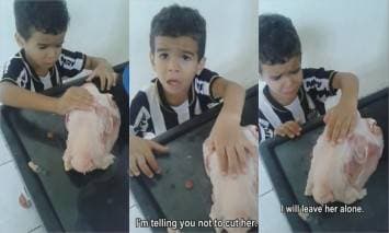 น่าเอ็นดู ... คลิปลูกชายตัวน้อยหลั่งน้ำตาอ้อนวอนคุณแม่ ไม่ให้เอาไก่ไปทำกับข้าว
