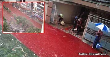 ชาวบังกลาเทศโพสต์ภาพน้ำท่วมกรุงธากา สีแดงเหมือนเลือด หลังฝนถล่มหนัก