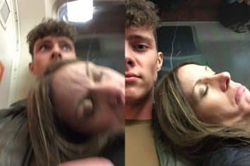 หนุ่มสกอตโพสต์ภาพเซลฟี่ ขณะหญิงแปลกหน้าเอนตัวนอนพิงหลับยาวบนรถไฟใต้ดิน