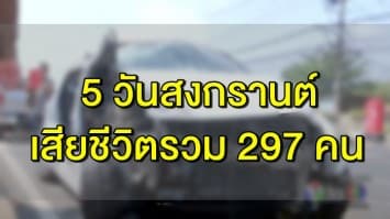 5 วันสงกรานต์ ยอดอุบัติเหตุพุ่ง 2702 ครั้ง เสียชีวิตรวม 297 คน