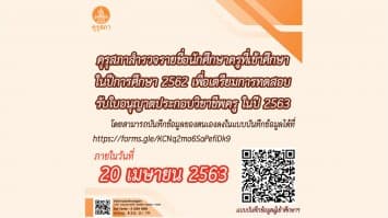 คุรุสภาสำรวจรายชื่อนักศึกษาครูที่เข้าศึกษาในปีการศึกษา 2562  เพื่อเตรียมการทดสอบรับใบอนุญาตประกอบวิชาชีพครู ในปี 2563