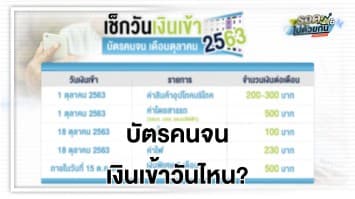 เช็กวันเงินเข้าบัตรคนจน เดือนต.ค. 2563 เงิน 500 ยังไม่เข้าวันที่ 1 แล้วเข้าวันไหน?