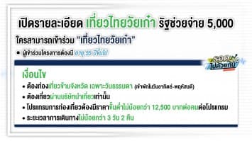 รัฐให้ 5,000! เปิดรายละเอียด เที่ยวไทยวัยเก๋า เที่ยวอย่างไรถึงใช้ให้คุ้ม