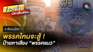 พรรคไหนจะสู้ ! “พรรค ผ่อน หย่อน พุง” ป้ายหาเสียงสุดน่ารัก ของน้องแมวเหมียว
