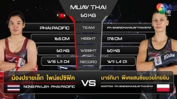 น้องปรายเล็ก ไพน์แปซิฟิค vs มาร์ทินา พีเคแสนชัยมวยไทยยิม ในศึก “fairtex fight x ไทวัสดุ 4 champions tournament” (4 ก.พ. 66)