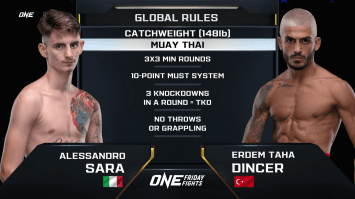 อเลสซานโดร ซารา vs เออร์เดม ทาฮา ดินเซอร์ | ONE ลุมพินี | 10 ก.พ. 66 | Ch7HD