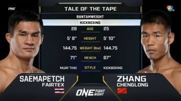 เสมาเพชร แฟร์เท็กซ์ VS จาง เฉิงหลง | ONE FIGHT NIGHT 7 | 25 ก.พ. 66 | CH7HD