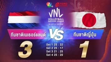 ผลคะแนน วอลเลย์บอลเนชันส์ลีก 2023 เนเธอร์แลนด์ พบ ญี่ปุ่น | 30 มิ.ย. 66 |